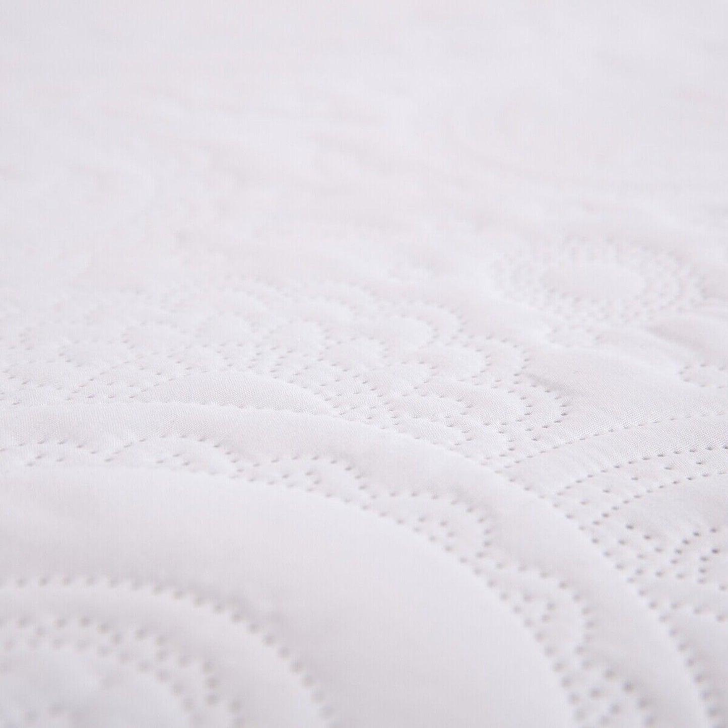 White Queen King Size Quilted Bedspread Set Soft Coverlet and Throw