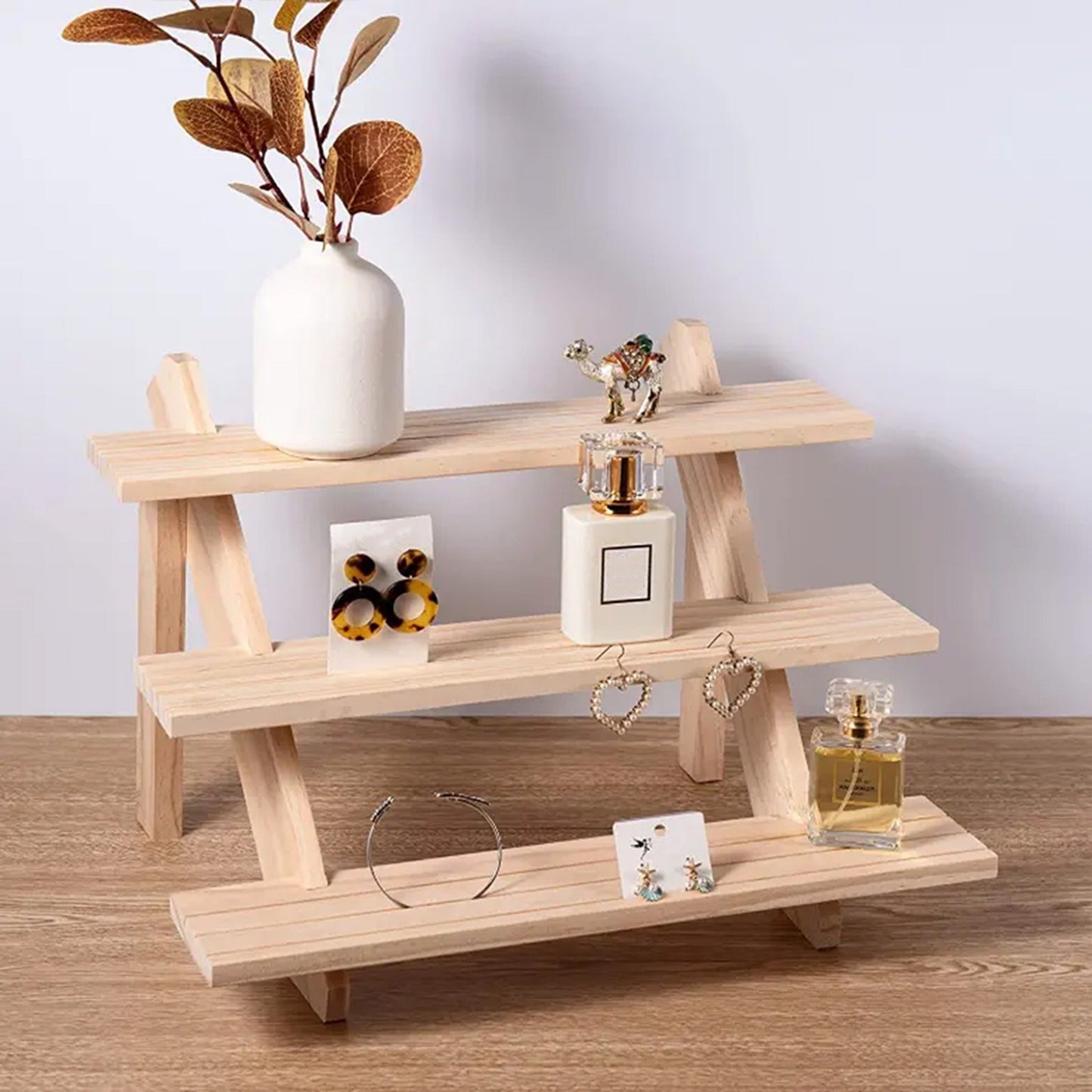Jewelry Organizer Multi-Tier Wooden Earring and Watch Stand