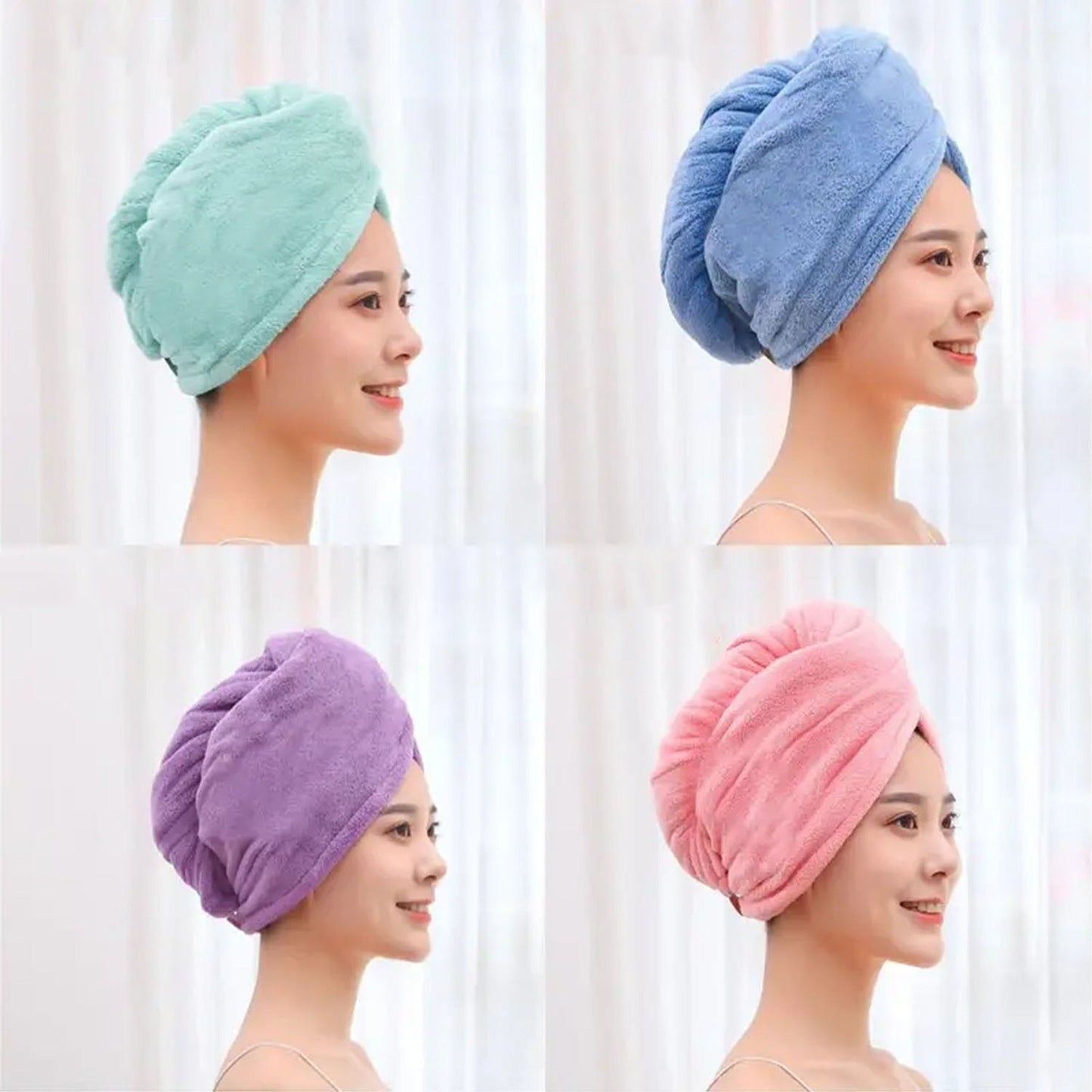 Soft Microfiber Hair Towel Wrap Quick Drying Bath Cap for Women