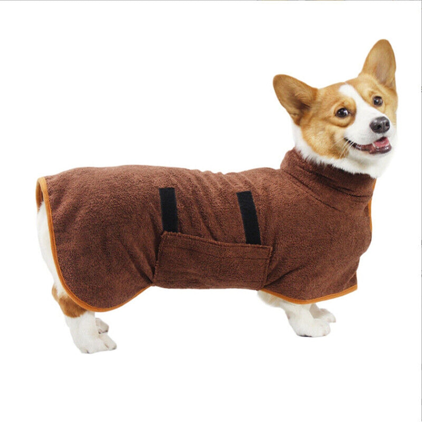 Coffee Soft Microfibre Dog Bathrobe Towel Drying Robe for Pets