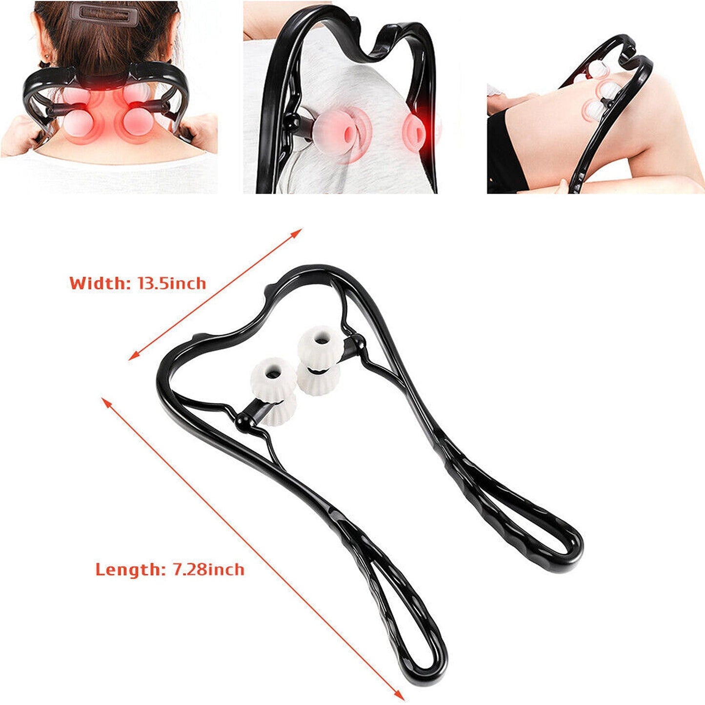 Dual Trigger Point Neck Shoulder Massager Hand Roller for Pressure Relief