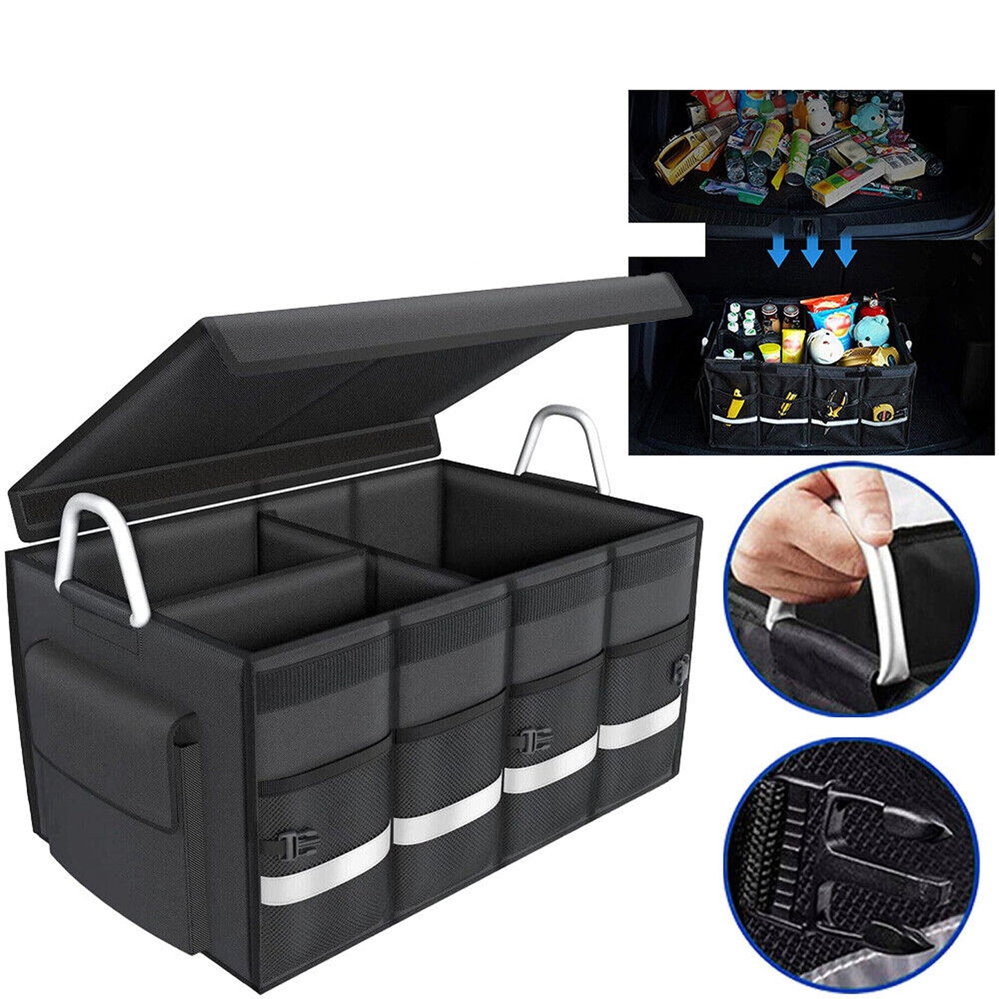 Car Trunk Storage Box Collapsible Boot Organiser With Pockets