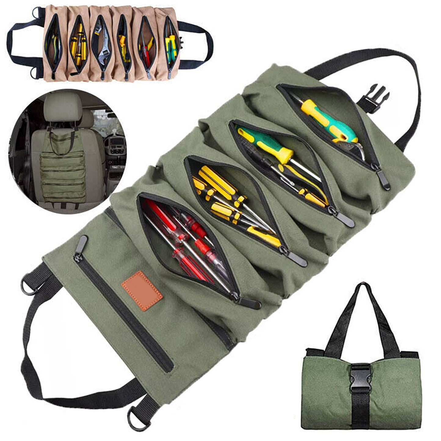 Super Big Canvas Tool Roll Large Organizer Bag for Wrench