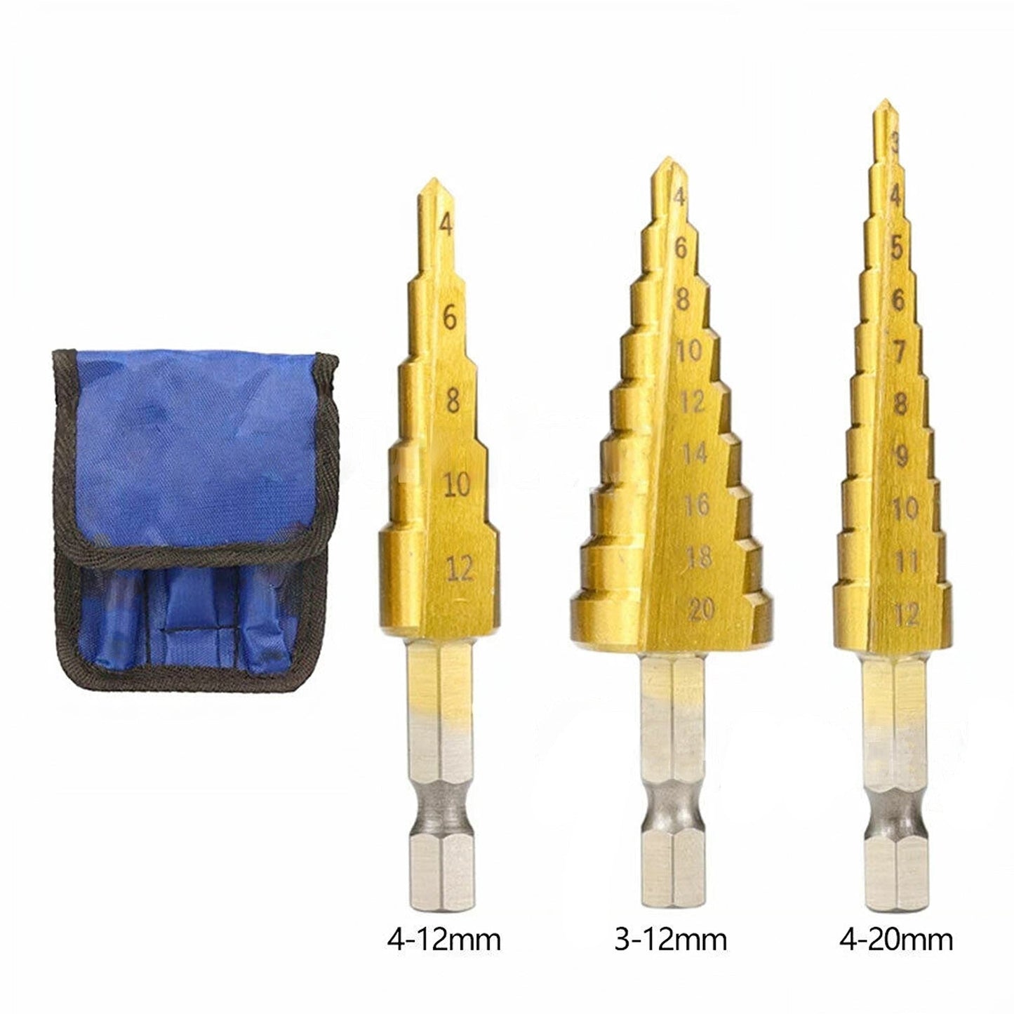 3pcs Titanium Steel Large Step Drill Bit Cone Hole Cutter Set