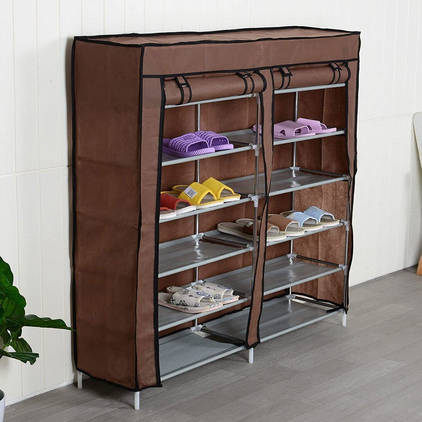 Fits 36 Pairs Portable Wardrobe with Cover Shoes Cabinet Storage Shoe Rack
