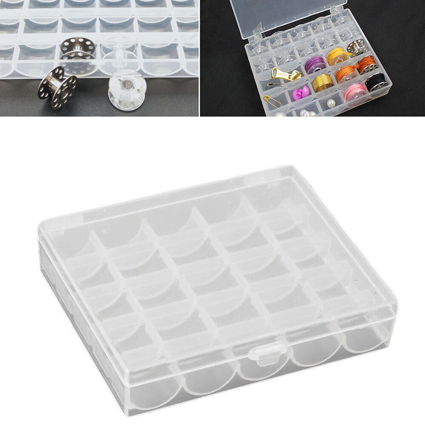 Clear Bobbin Storage Box for Sewing Machine Bobbins