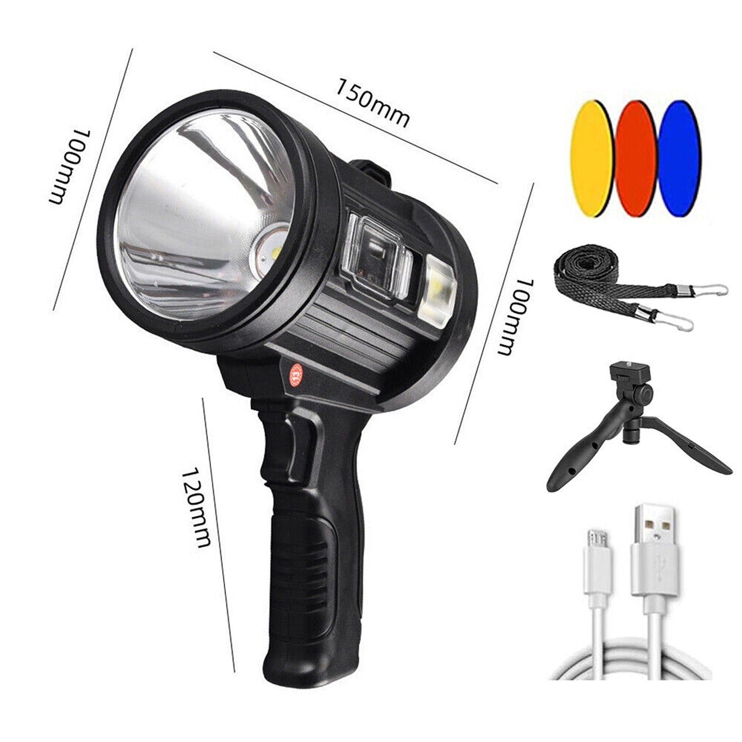 200000 Lumen Handheld Searchlight with Side LED