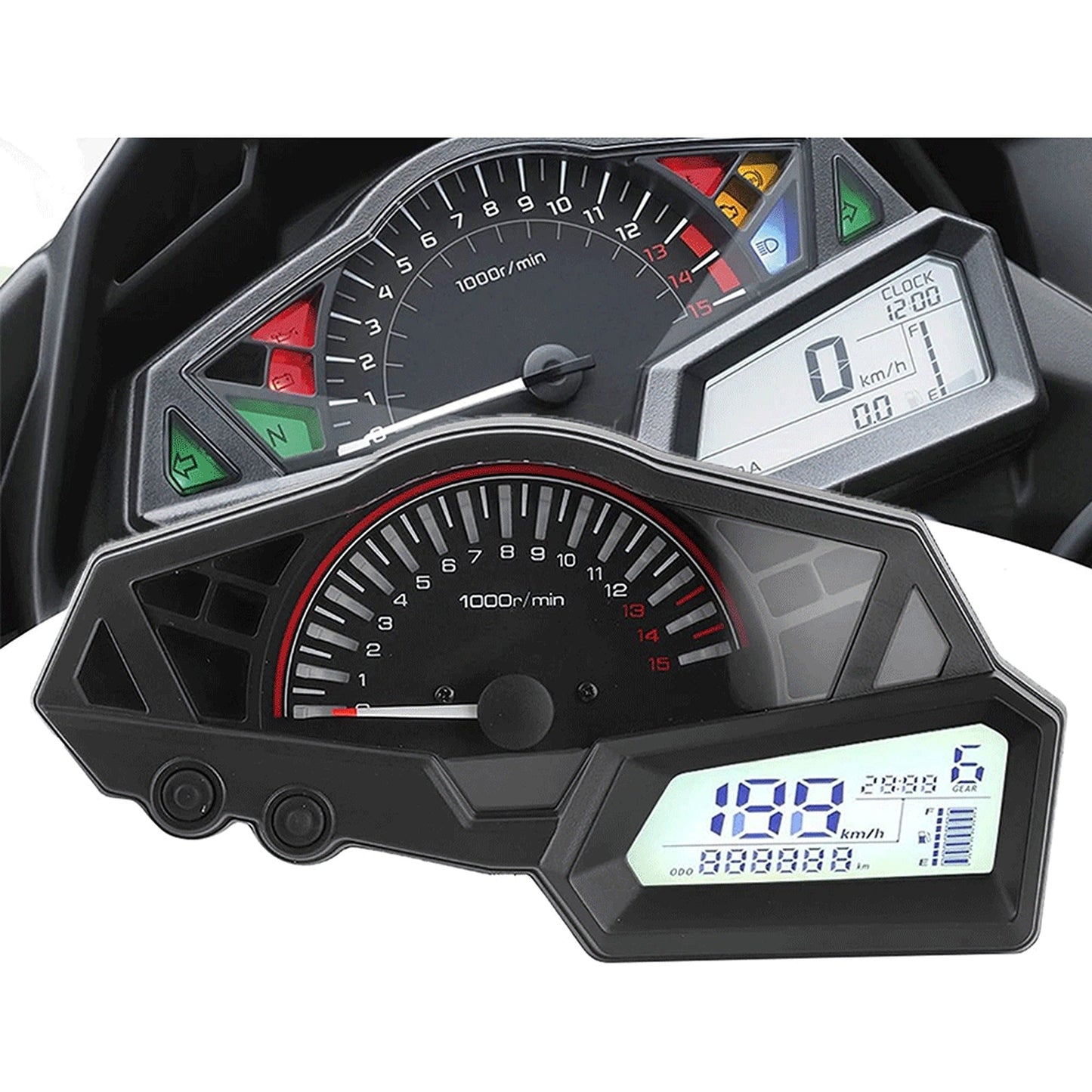 Speedometer Odometer Tachometer Motorcycle LCD Fuel Gauge Ninja