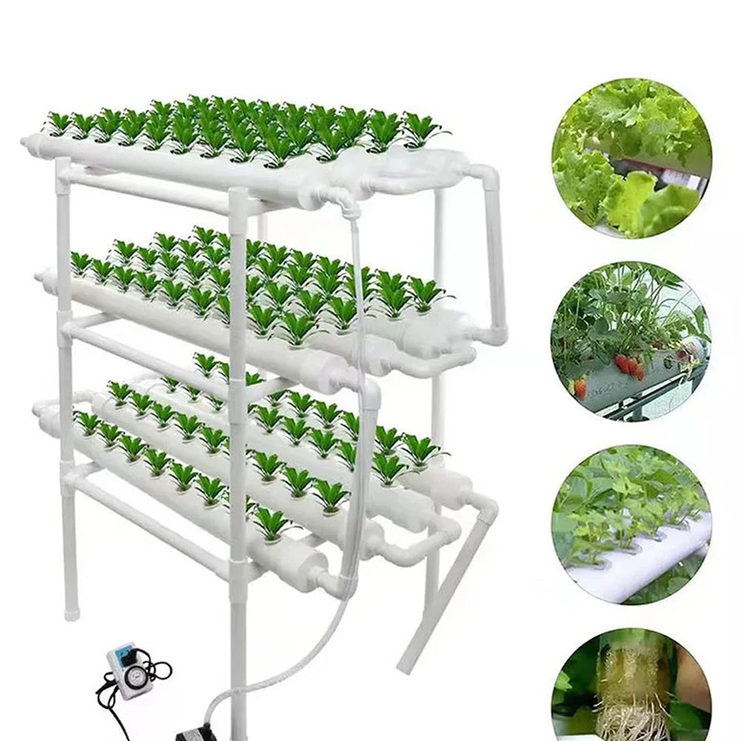 Home PVC Hydroponic Growing System with 108 Plant Sites and Water Pump