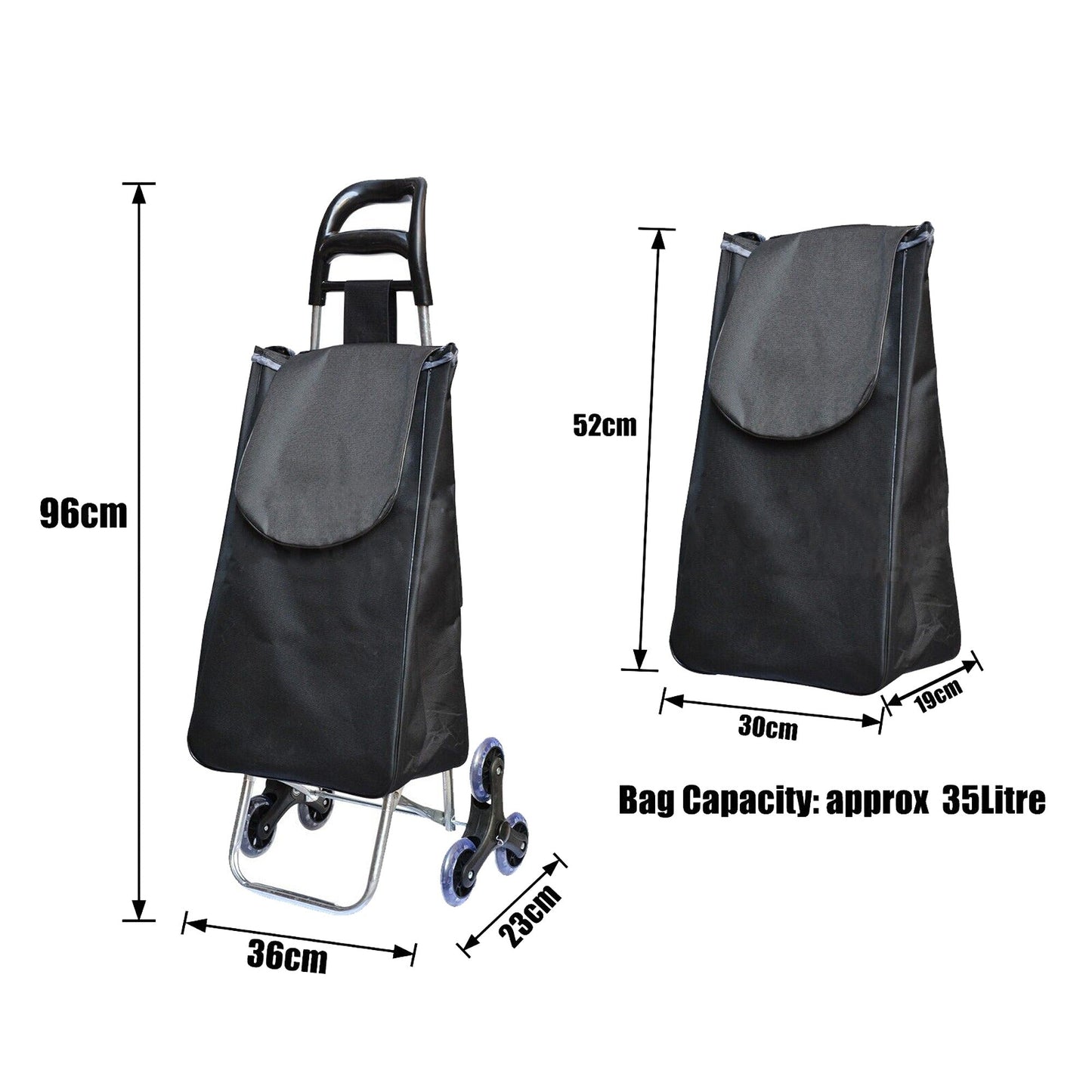 Stair Climbing 6-Wheel Shopping Trolley Cart with Bag