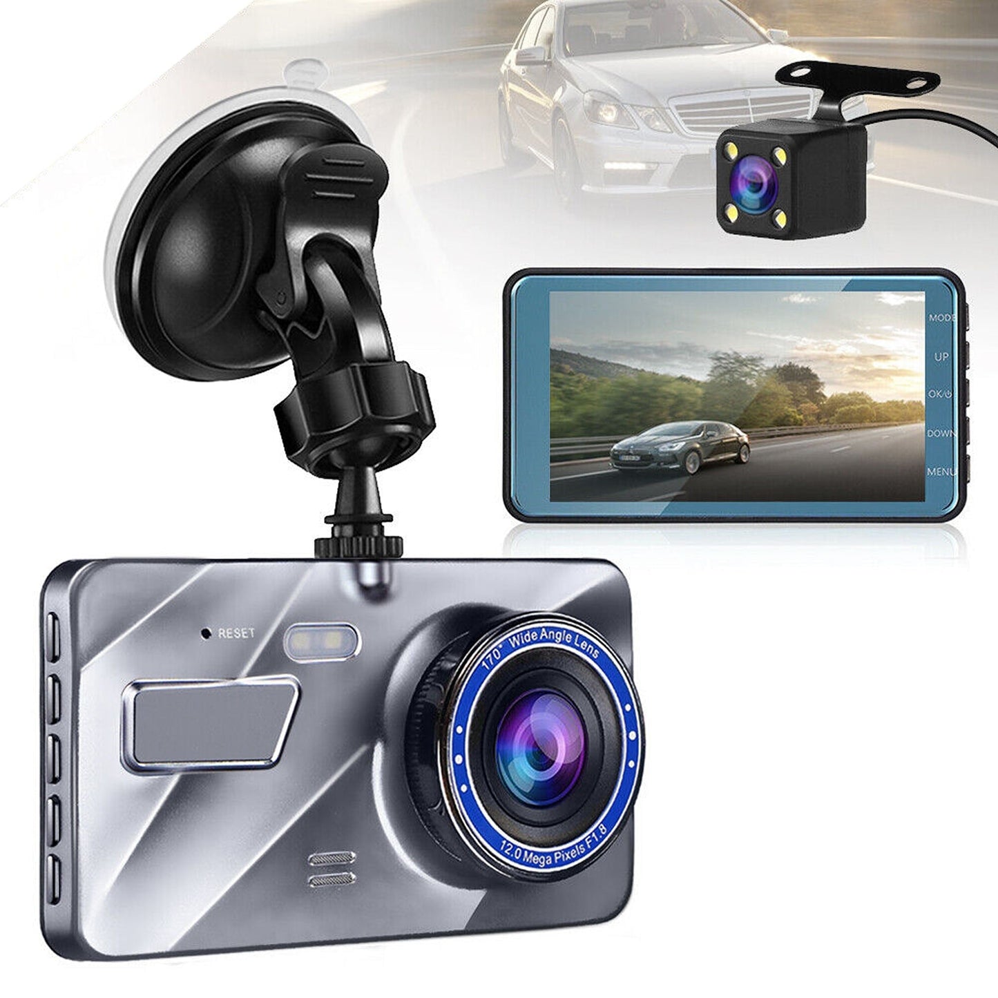 4in Screen Dual Lens 1080P HD Car DVR Dash Camera