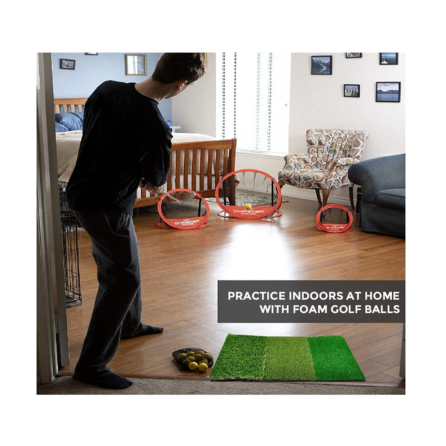 3-in-1 Golf Practice Mat for Indoor Outdoor Training and Hitting
