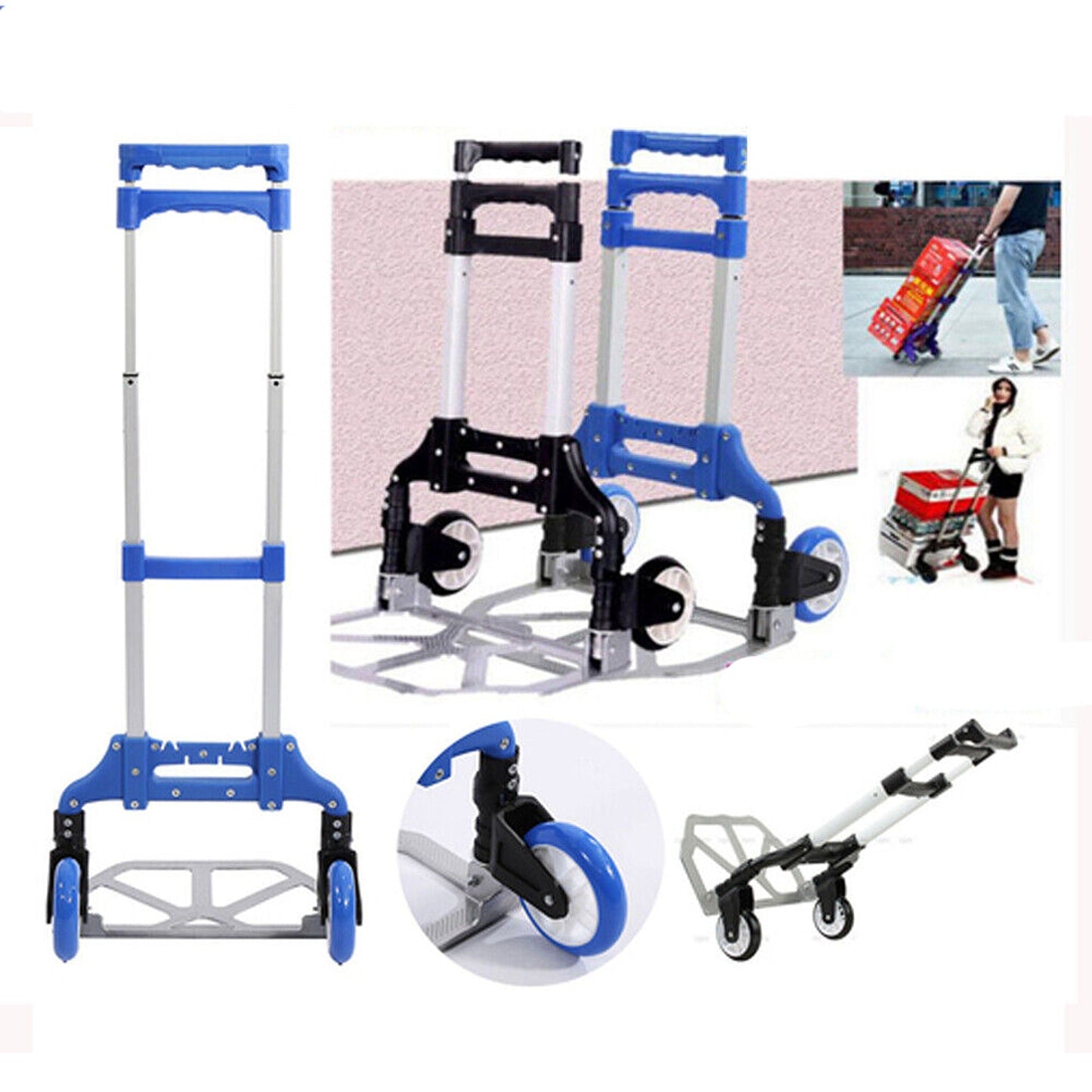 Folding Hand Trolley for Luggage Aluminium 80KG