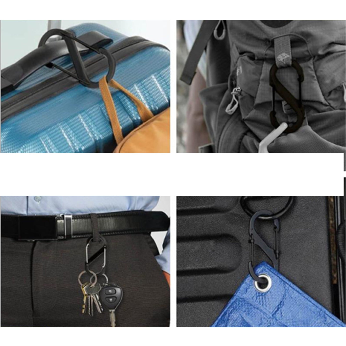 3pcs Heavy Duty Dual S-Biner Carabiner Hooks Multi-Size Handy Hardware