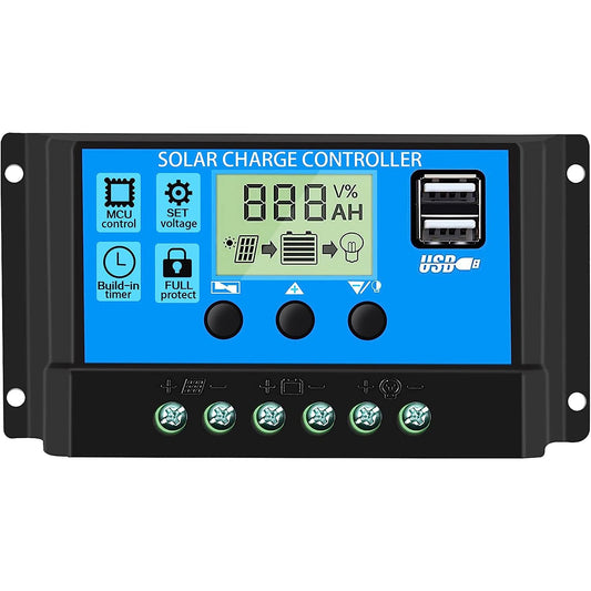Multi Function Adjustable LCD Display Solar Panel Controller with 5V Dual USB Port Timer Setting