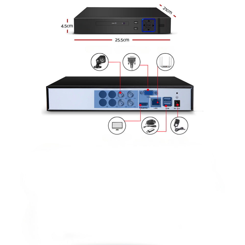CCTV Camera Home Security System 8CH DVR 1080P Cameras Outdoor Day Night