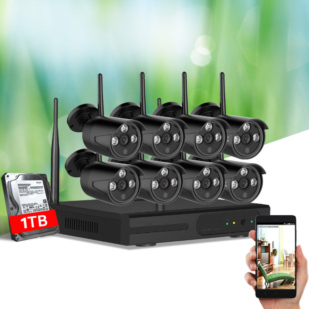CCTV Wireless Security Camera System 8CH Home Outdoor WIFI 8 Bullet Cameras Kit 1TB