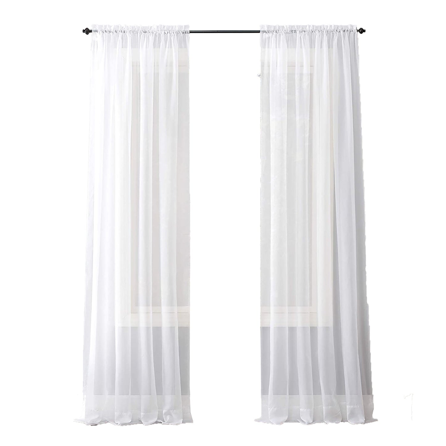 1PC Elegant Sheer Voile Curtain Panel 59 x 84 Inches - White
