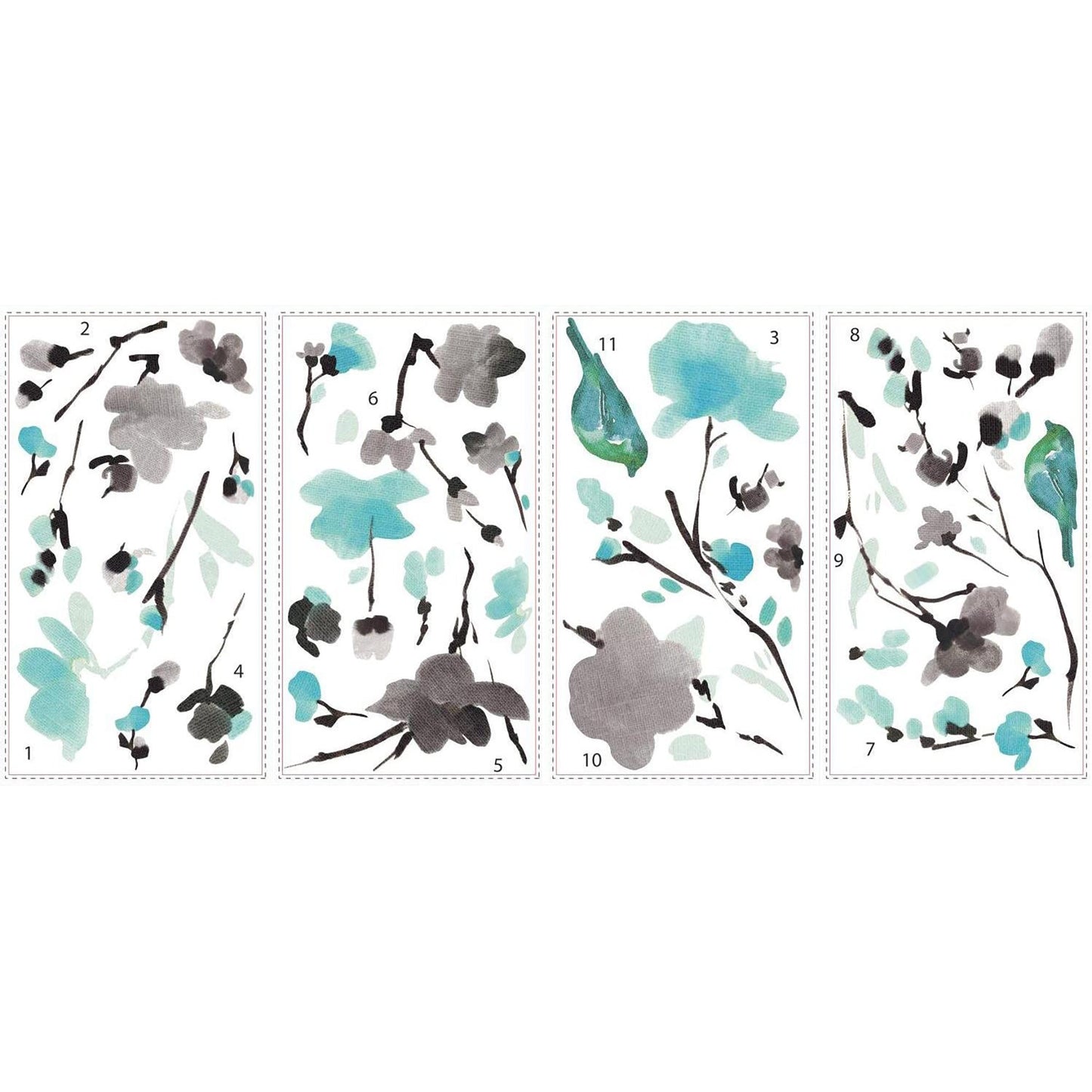 Blossom Watercolor Bird Branch Peel and Stick Wall Decal
