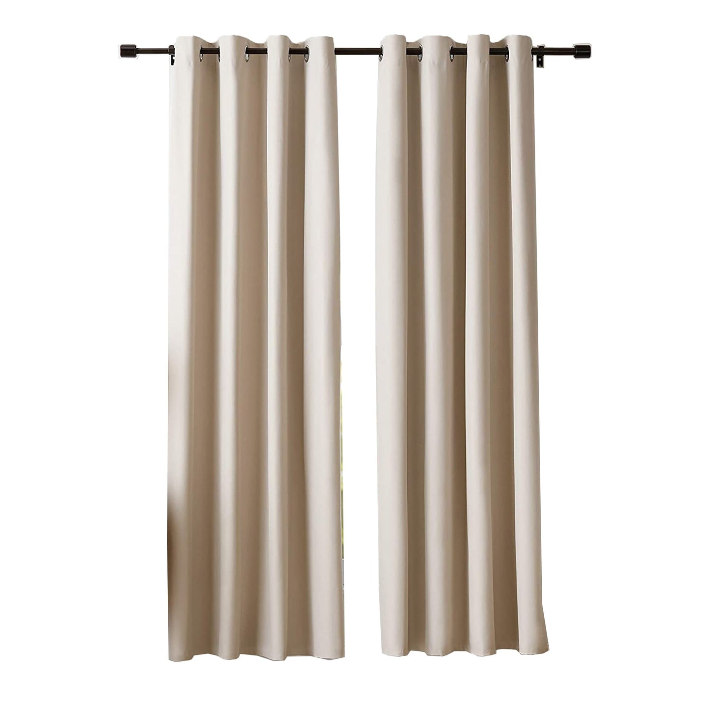Room Darkening Blackout Window Curtains with Grommets 2 Panels - Beige