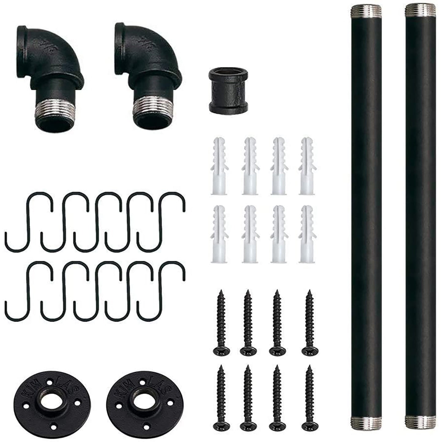 Kitchen Wall Mounted Detachable Organizer Hanging Rail with 10 Hooks 60 cm - Black