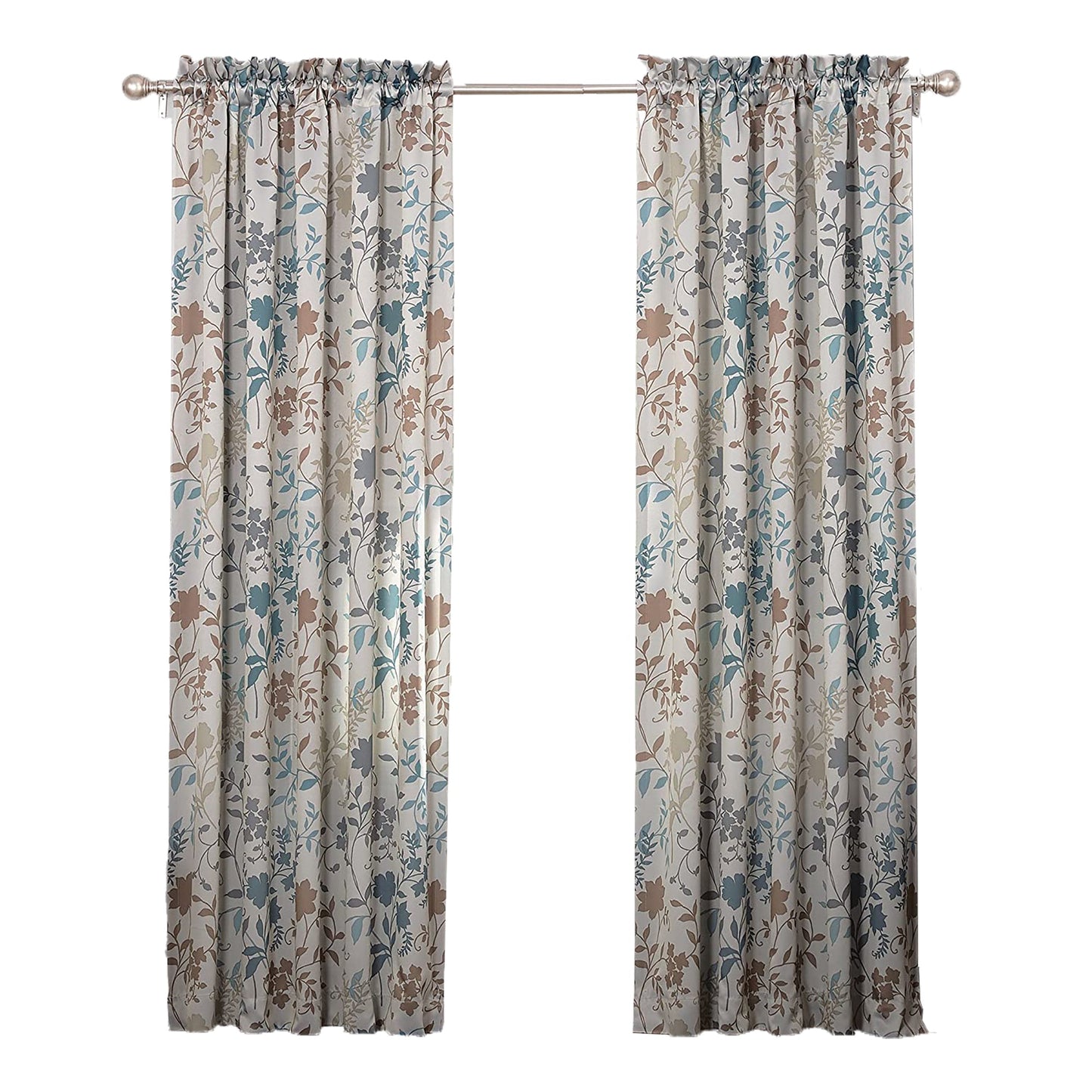 1PC Floral Print Energy Efficient Curtain Panel 54 x 84 Inch - Stone Beige