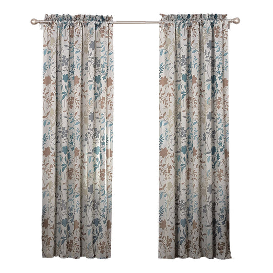 1PC Floral Print Energy Efficient Curtain Panel 54 x 84 Inch - Stone Beige