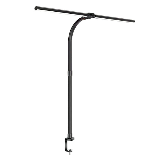24W Double Head LED Desk Study Lamp with 5 Lighting Color Modes - Black