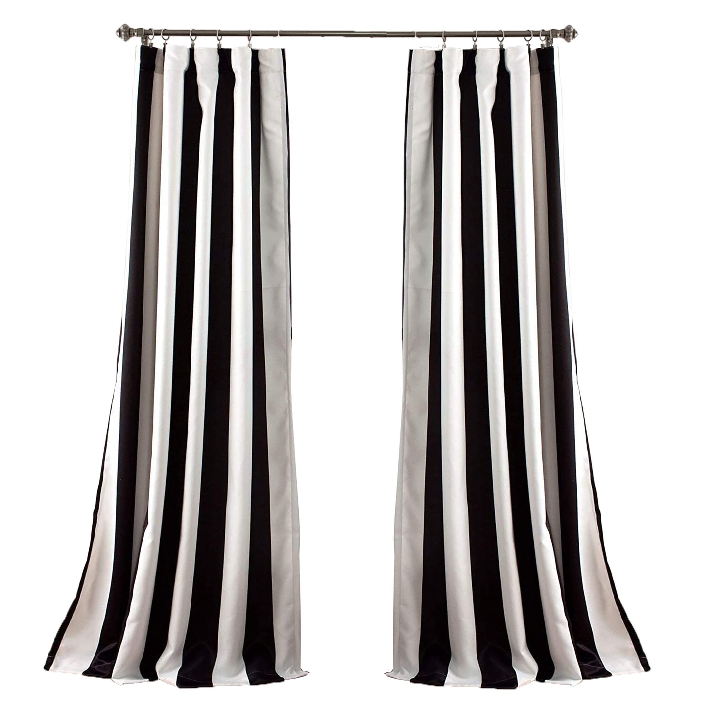 Stripe Energy Efficient Room Darkening Window Curtain Panel Set of 2 - Black