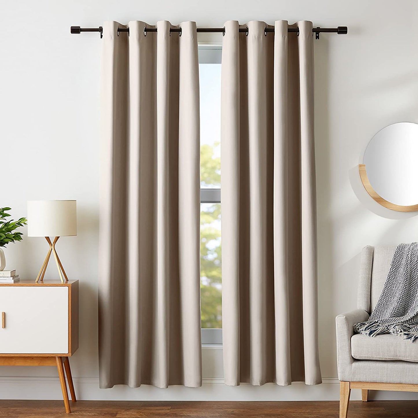Room Darkening Blackout Window Curtains with Grommets 2 Panels - 42x84 - Taupe