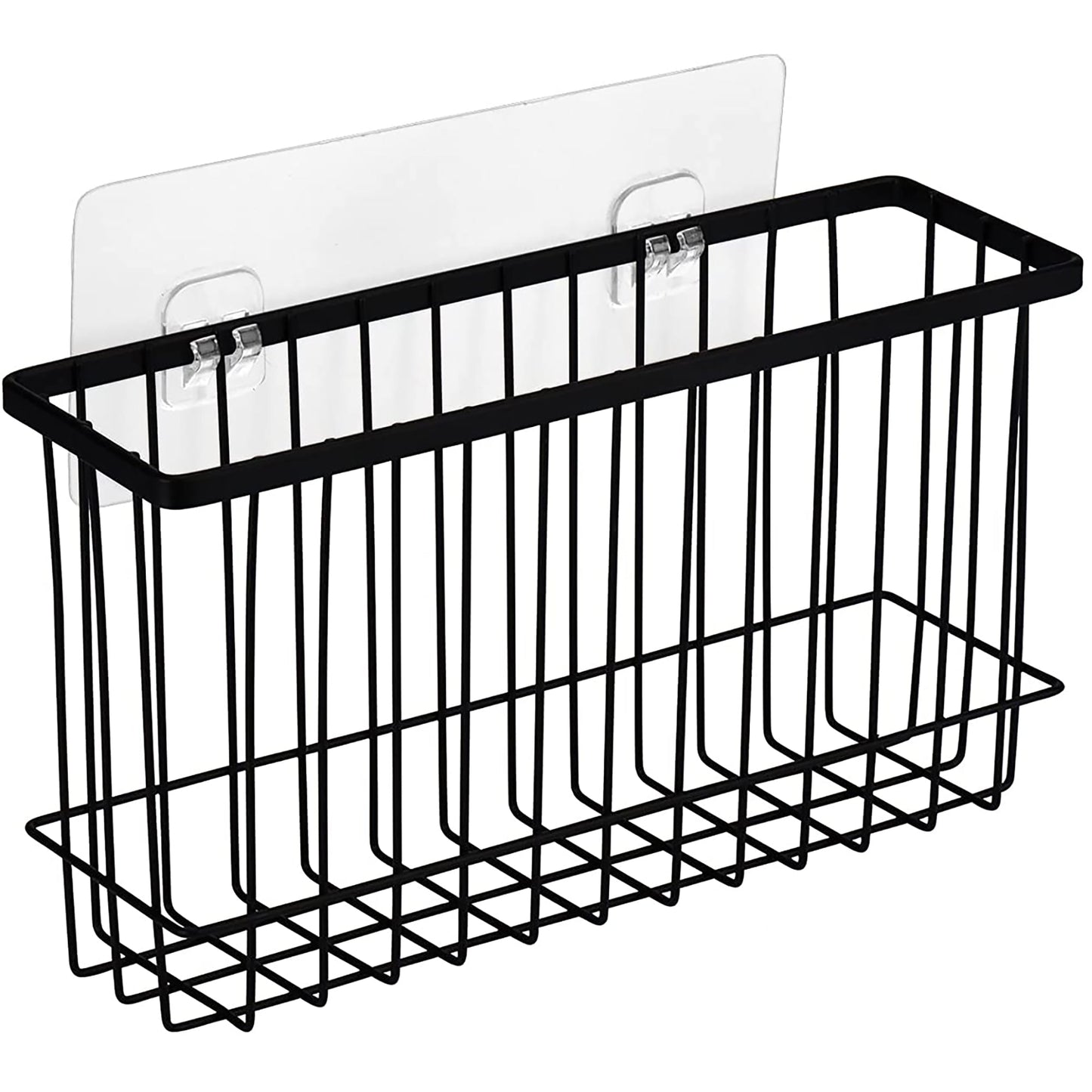 Wall Door Adhesive Kitchen Wrap Organizer Rack No Drilling - Black