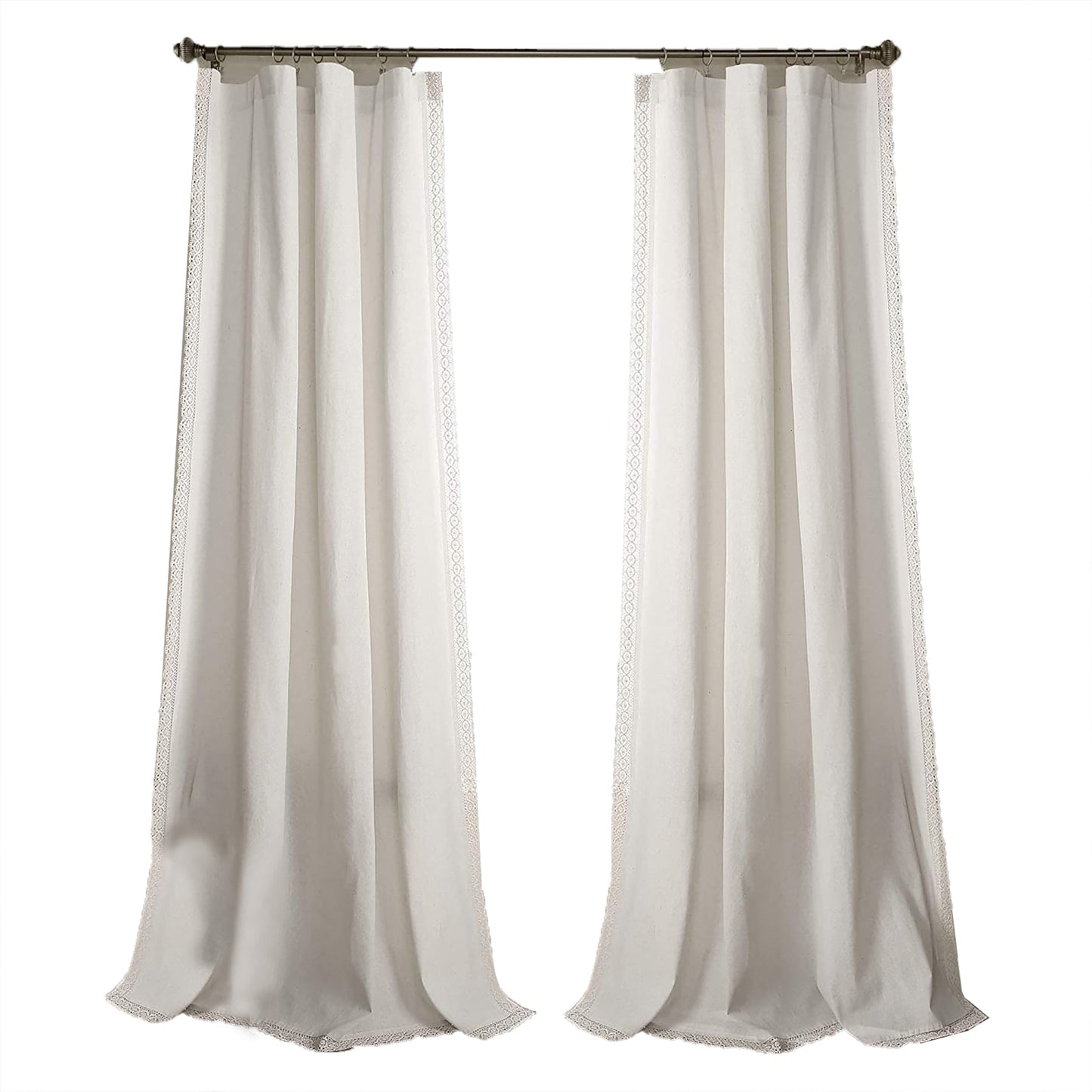 Rustic Farmhouse Style Window Curtain Panel Set 54 x 84 Inch - White