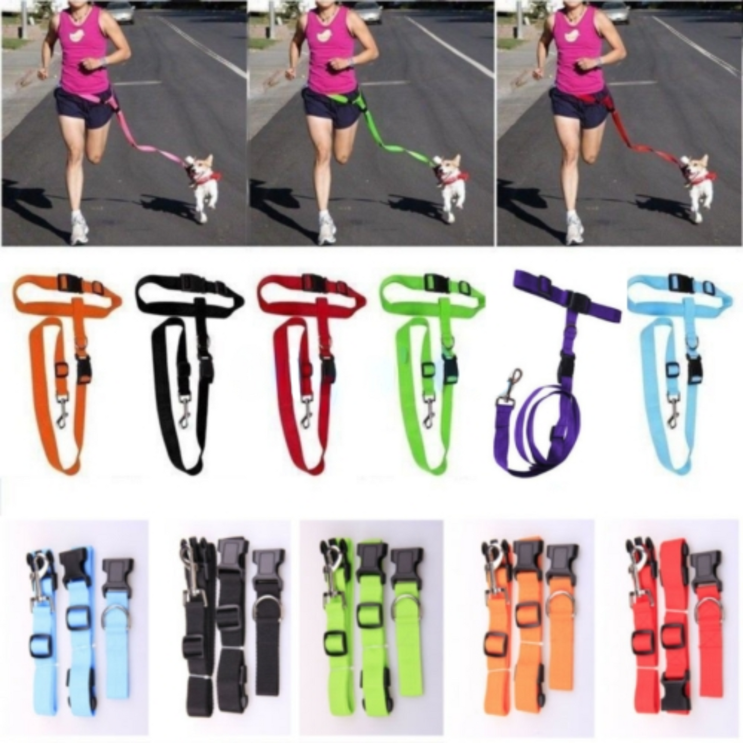 Adjustable Hands-Free Dog Leash with Waist Belt For Jogging and Walking