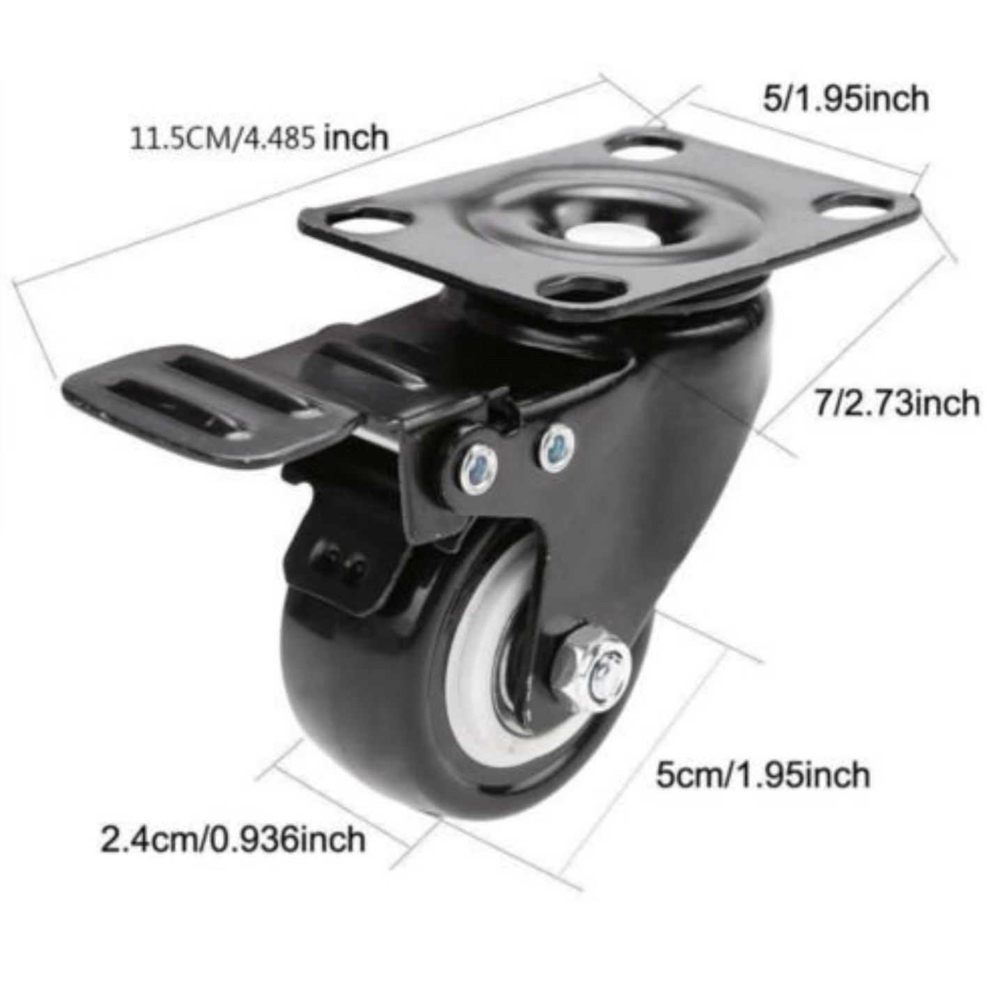 2 Inch Heavy Duty Caster Wheels Polyurethane Swivel Castors with Brake