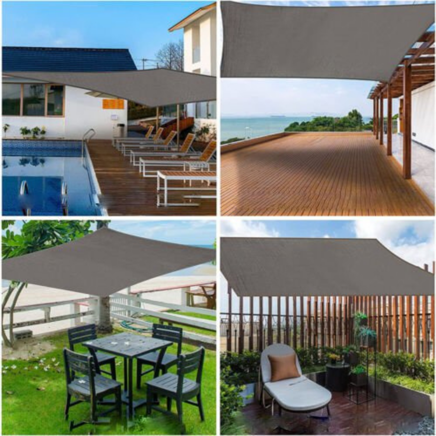 Extra Heavy Duty Grey Shade Sail Sun Triangle Square Rectangle for Garden
