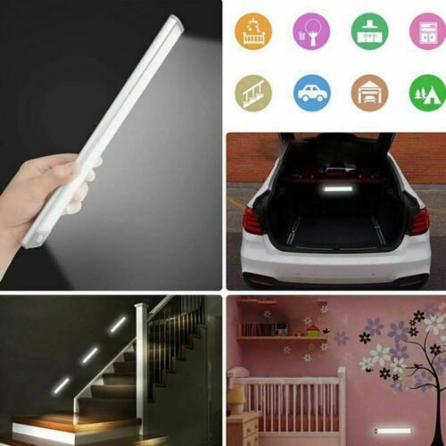 Wireless LED Motion Sensor Under Cabinet Light Kitchen Counter Night Lamp