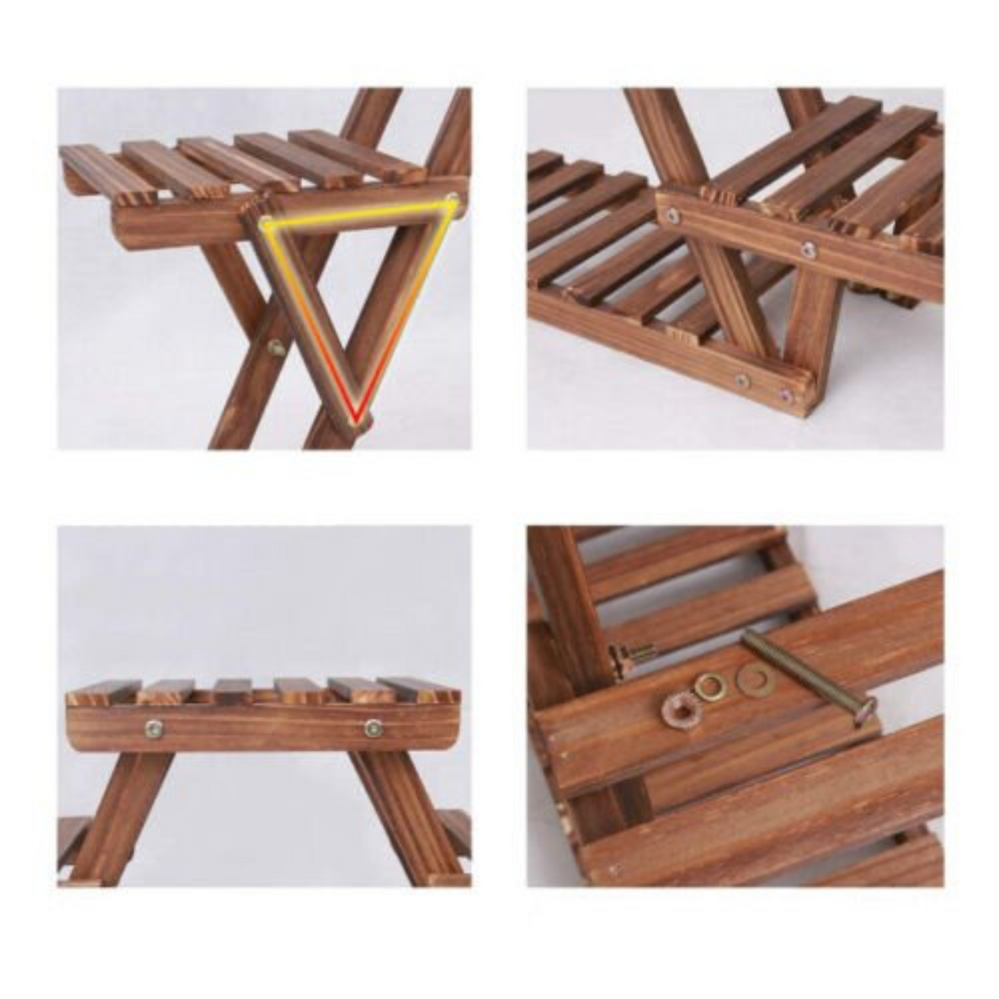 Heavy Duty Triangle Wood Plant Stand Indoor Outdoor Flower Succulent Shelf