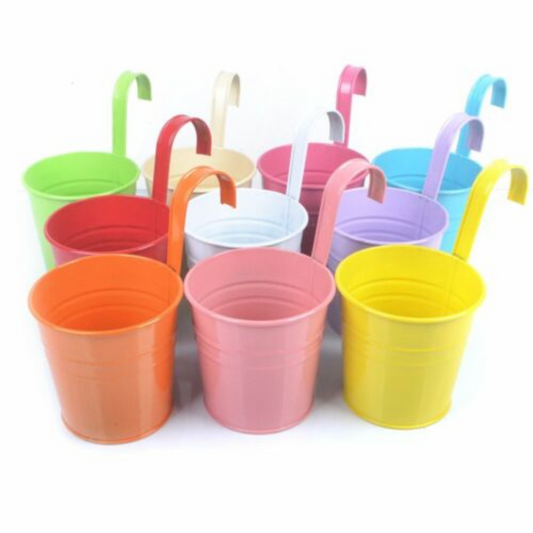 10 Colour Flower Pot Hanging Planters Metal Hooks Iron Balcony Garden Planters