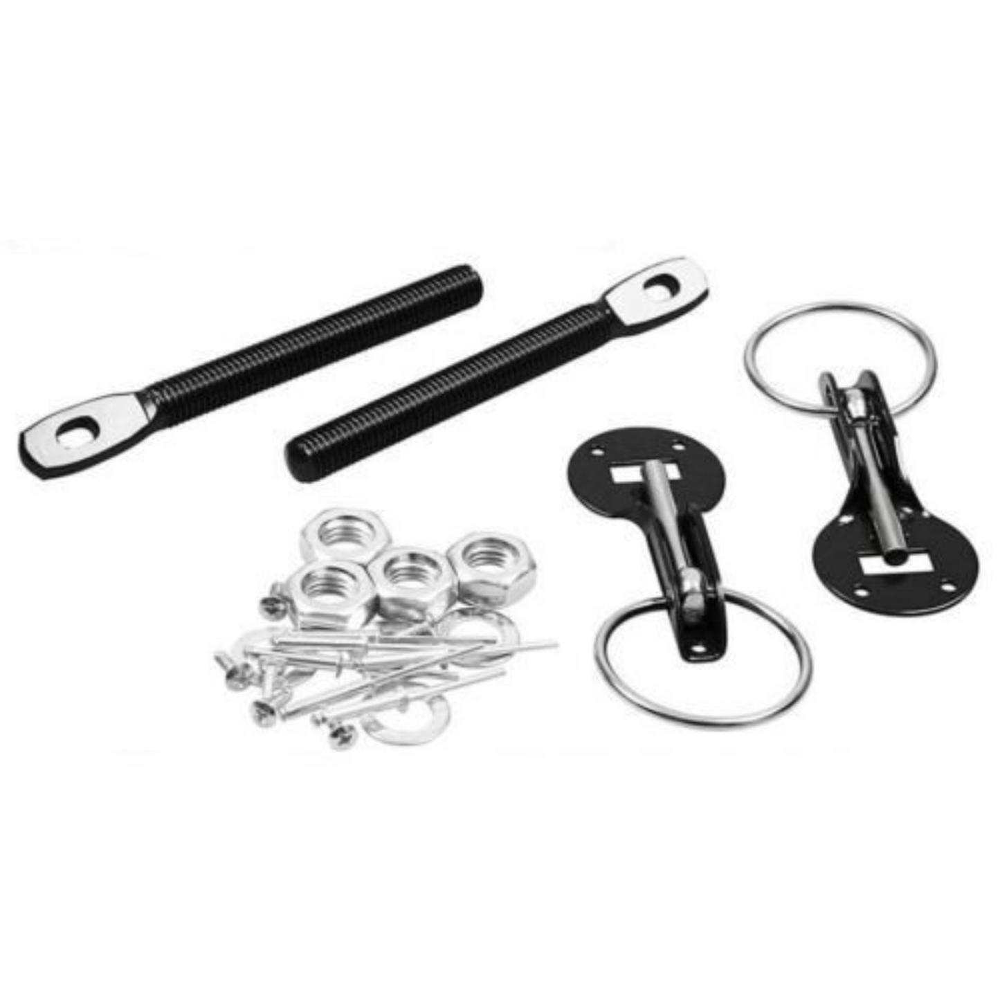 Quick Latch Car Bonnet Hood Lock Flush Mount Pin Key Locking Kit