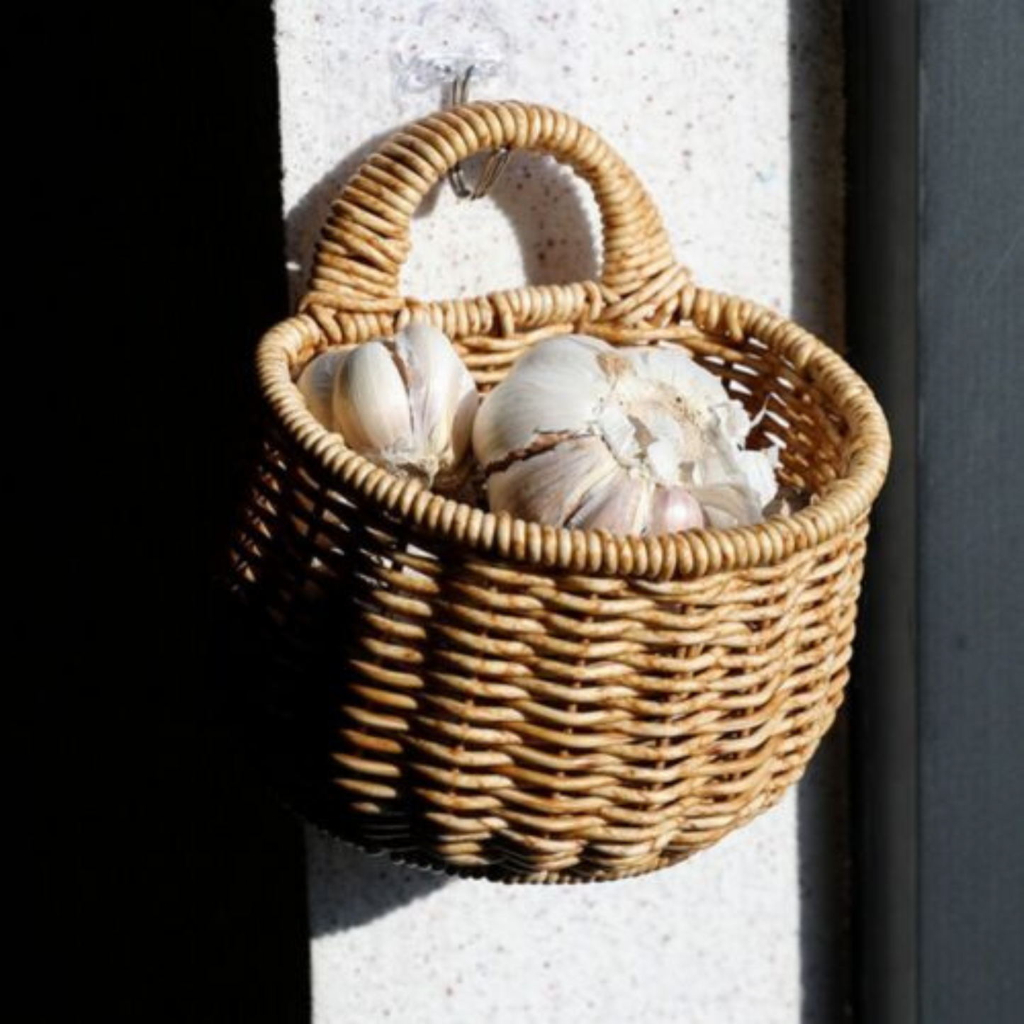 Handmade Wicker Rattan Basket Wall Hanging Planter for Home Decor