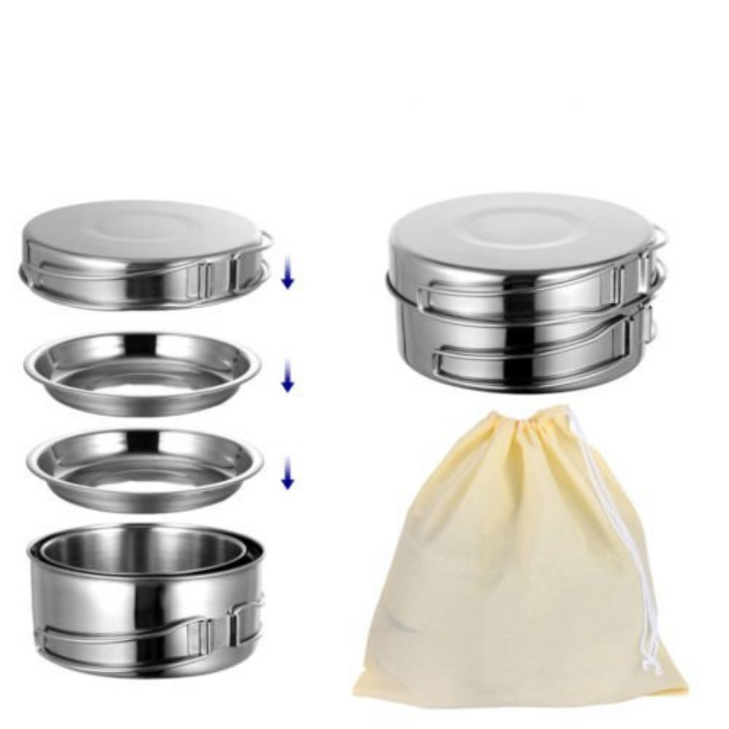 8pcs Portable Camping Cookware Set Outdoor Hiking and Family Picnic Pot and Pan Kit