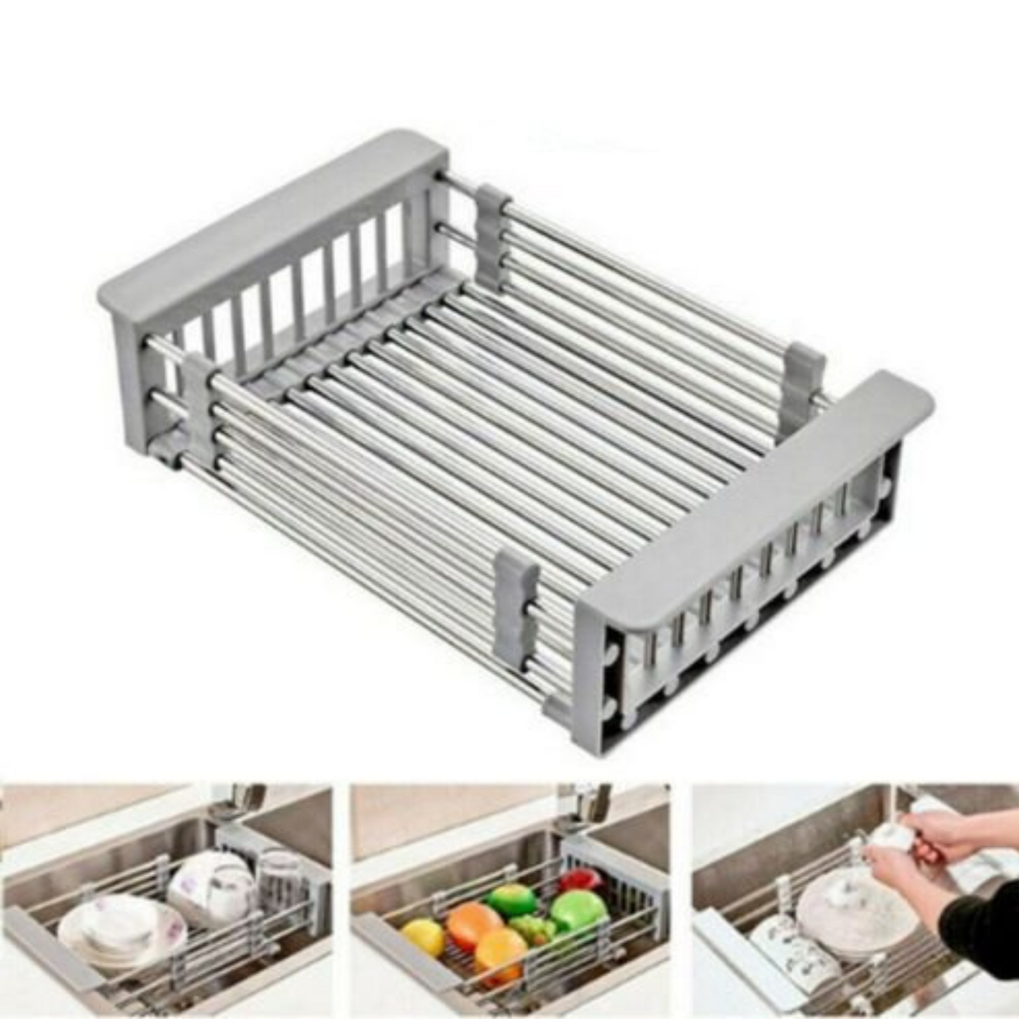 Stainless Steel Sink Storage Rack Kitchen Drain Basket Holder Strainer Organizer