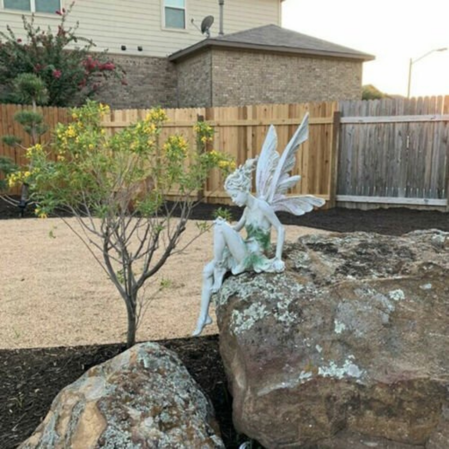 Outdoor Resin Fairy Statue Sitting Fairy Garden Ornament Sculpture Decor