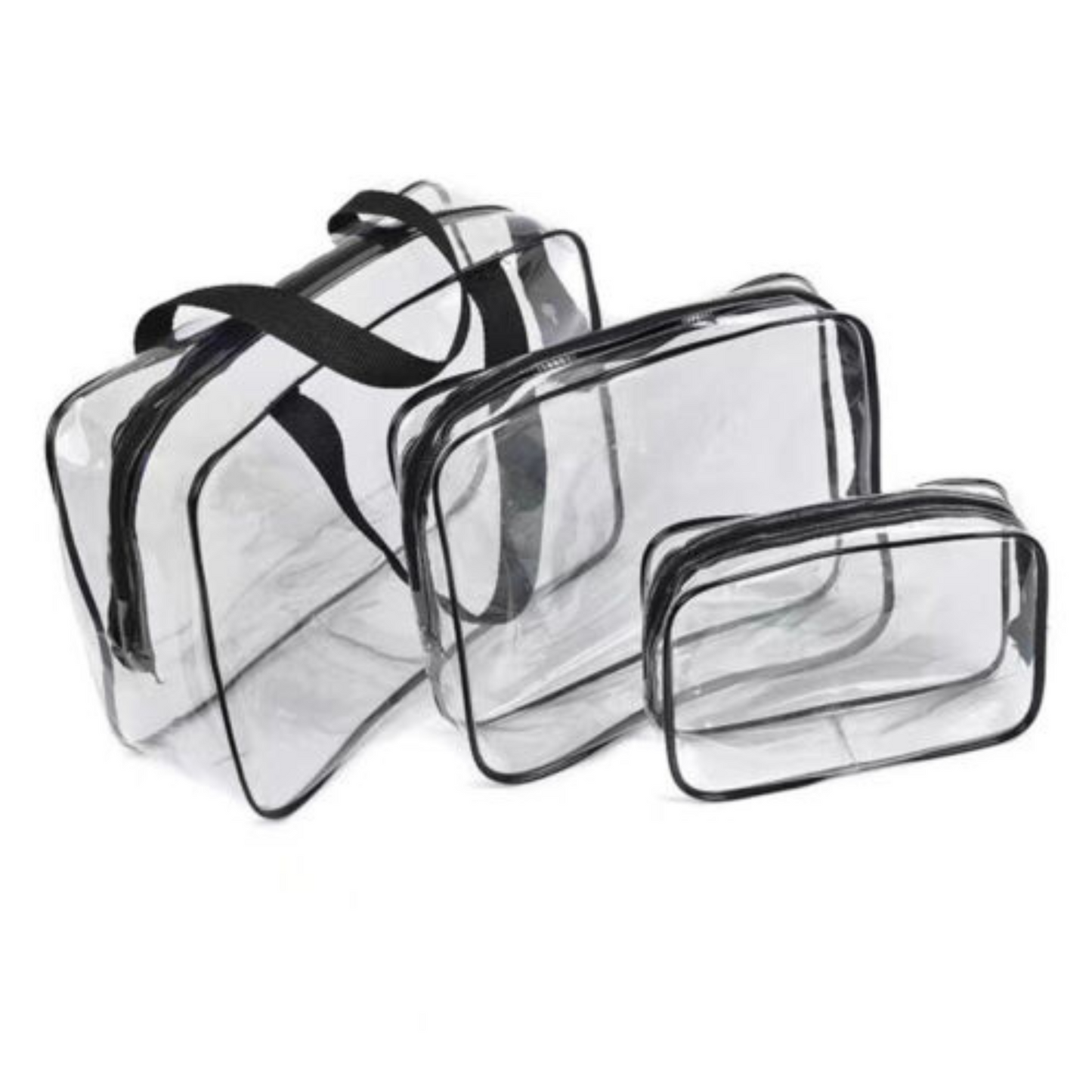 Set of 3 Clear PVC Cosmetic Makeup Toiletry Organizer Travel Wash Bag Holder