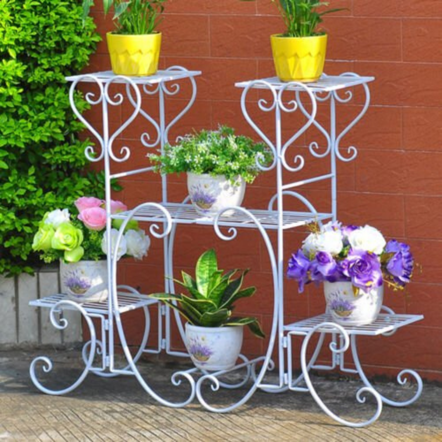 4 Tier Metal Plant Stand Indoor Outdoor Planter Rack for Pots and Flowers