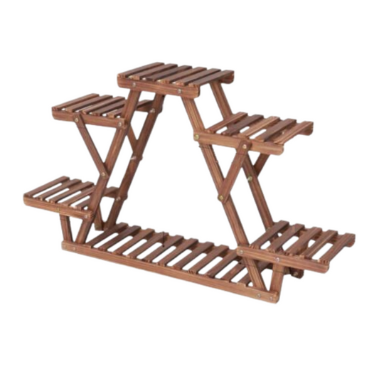 Heavy Duty Triangle Wood Plant Stand Indoor Outdoor Flower Succulent Shelf