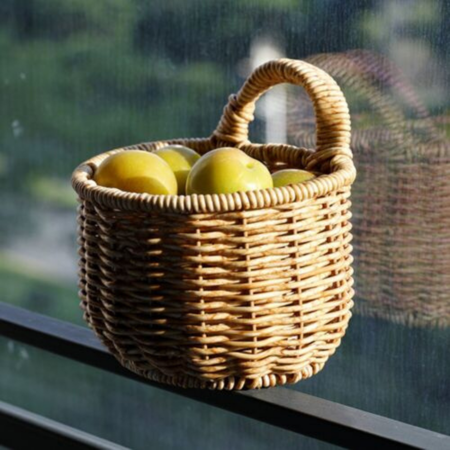 Handmade Wicker Rattan Basket Wall Hanging Planter for Home Decor
