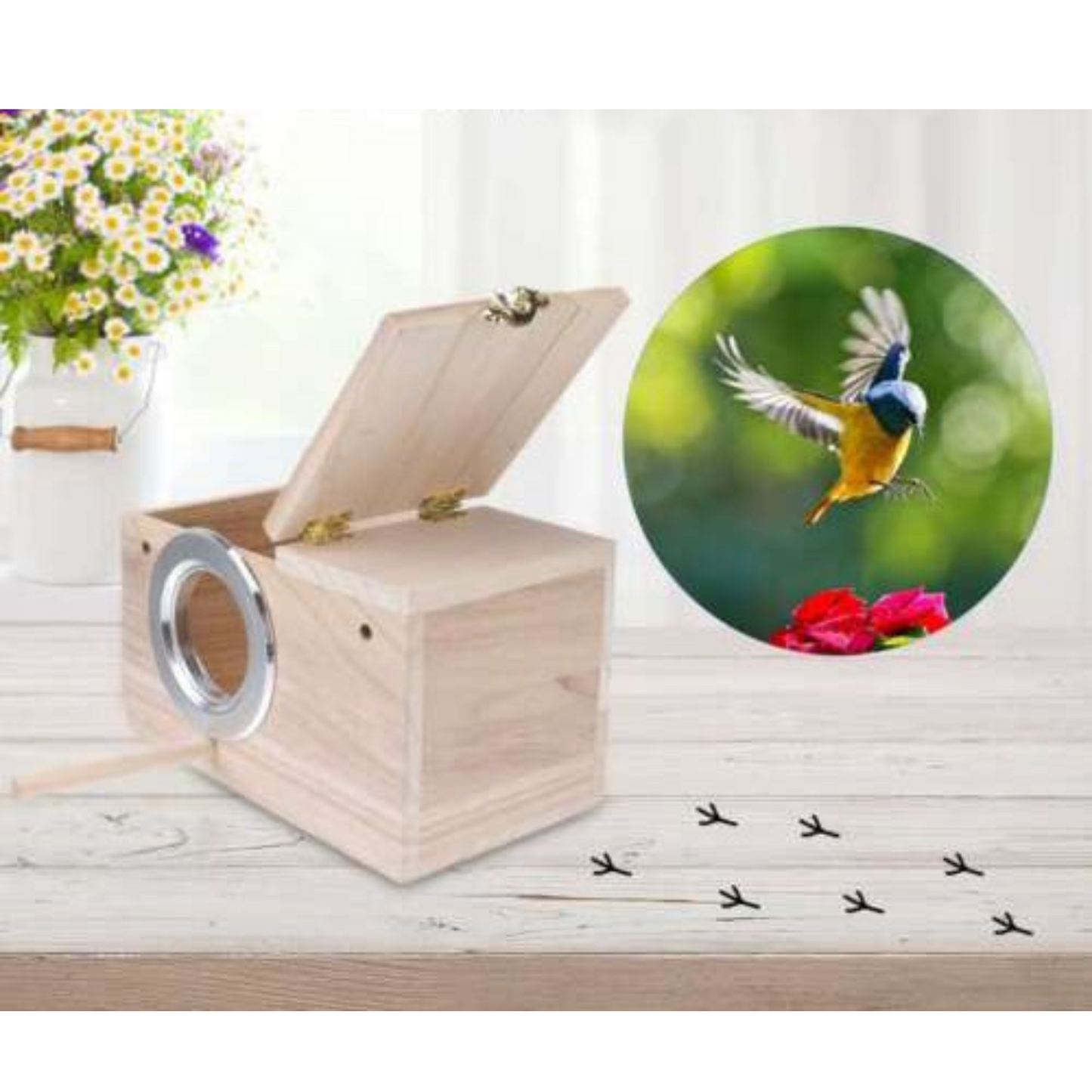 Parrot Breeding Wooden Nest Box Small Bird Budgie House Cage Home