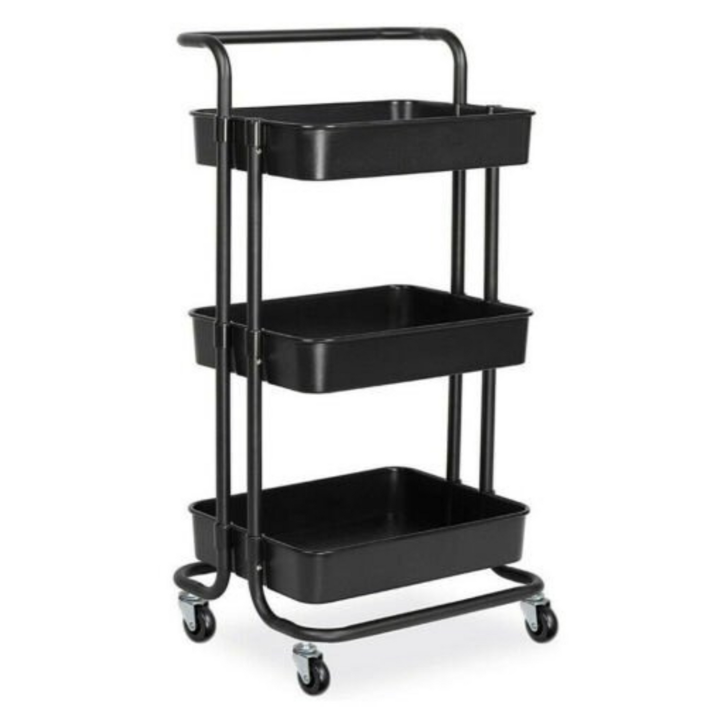 3-Tier Rolling Storage Cart with Handle Basket Serving Trolley Organizer