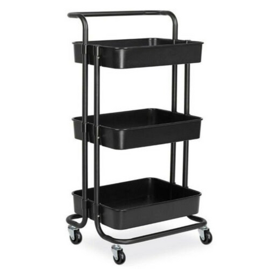 3-Tier Rolling Storage Cart with Handle Basket Serving Trolley Organizer